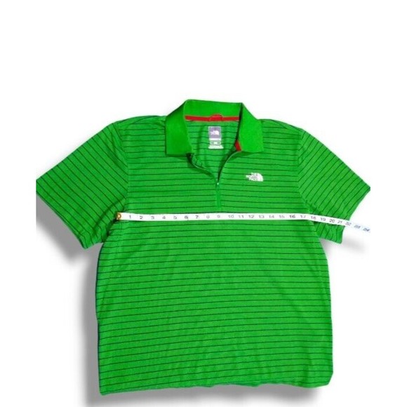 The North Face Mens Medium Green Striped Quarter Zip Short Sleeve Polo Shirt EUC - Picture 7 of 16